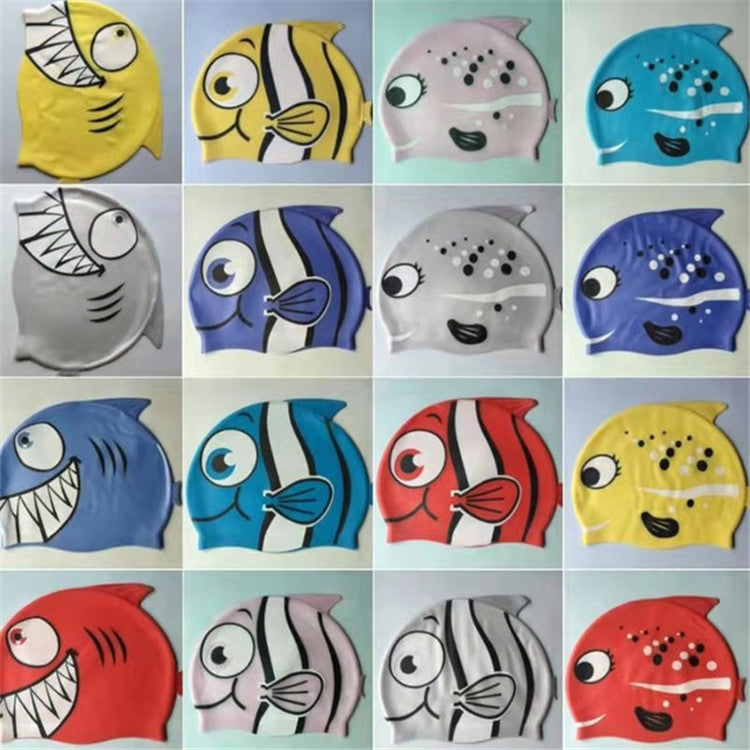 Ear Protection Small Fish Pattern Diving Cap Children Silicone Swimming Cap Reluova