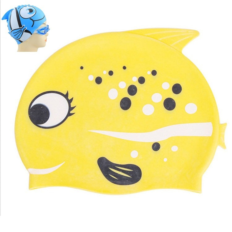 Ear Protection Small Fish Pattern Diving Cap Children Silicone Swimming Cap