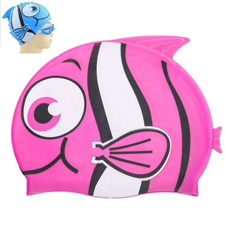 Ear Protection Small Fish Pattern Diving Cap Children Silicone Swimming Cap Reluova