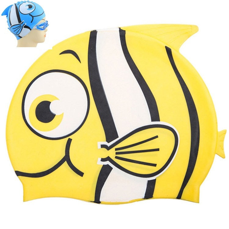 Ear Protection Small Fish Pattern Diving Cap Children Silicone Swimming Cap