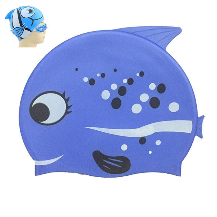 Ear Protection Small Fish Pattern Diving Cap Children Silicone Swimming Cap Reluova