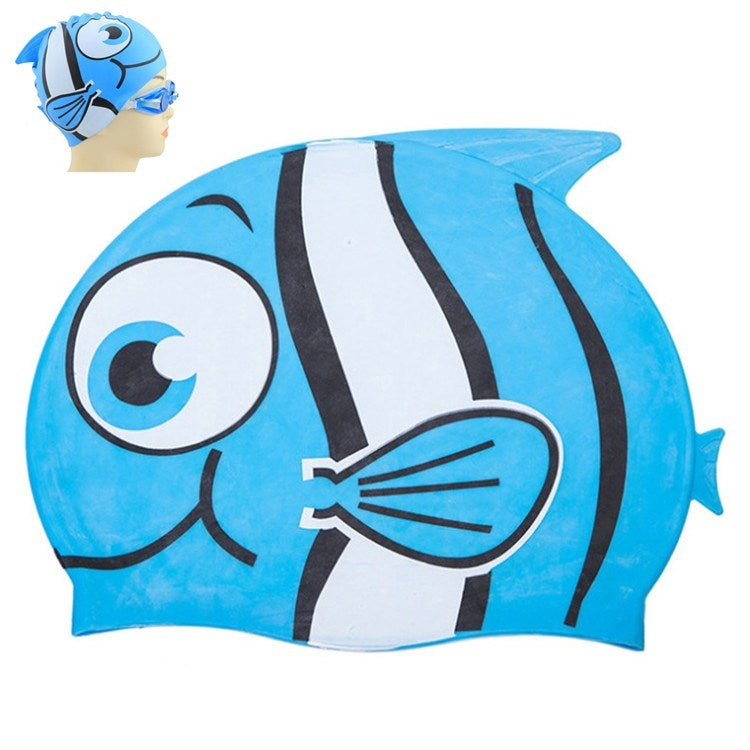 Ear Protection Small Fish Pattern Diving Cap Children Silicone Swimming Cap Reluova