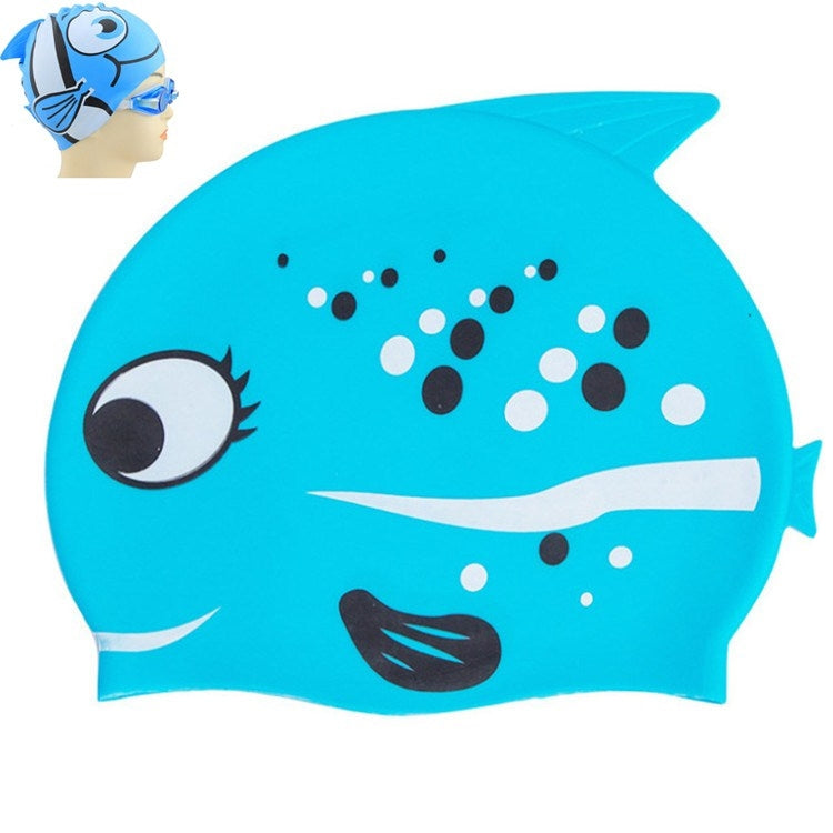 Ear Protection Small Fish Pattern Diving Cap Children Silicone Swimming Cap Reluova