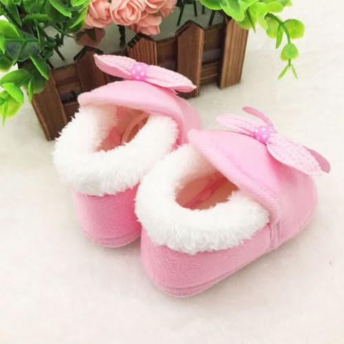 Spring Autumn and Winter Baby Cotton Shoes Boots Thick Warm Soft Bottom Bow Toddler Shoes Reluova