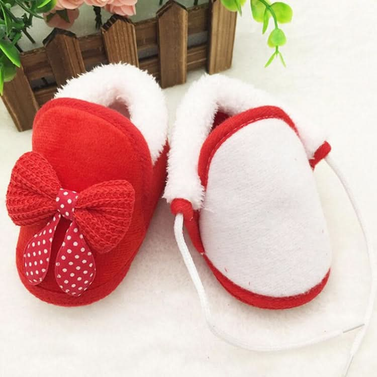 Spring Autumn and Winter Baby Cotton Shoes Boots Thick Warm Soft Bottom Bow Toddler Shoes Reluova