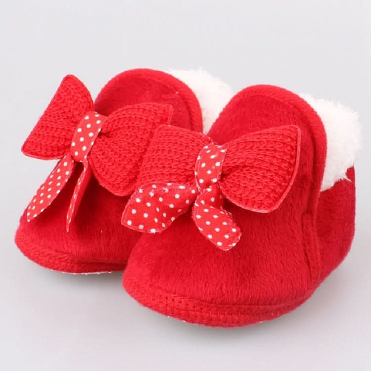 Spring Autumn and Winter Baby Cotton Shoes Boots Thick Warm Soft Bottom Bow Toddler Shoes Reluova