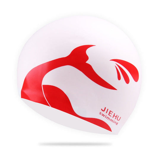 Enlarged Version Dolphin Pattern Silicone Swimming Cap for Male and Female Reluova