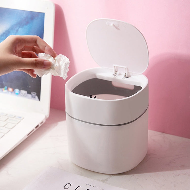 Household Mini Desktop Trash Can Covered Debris Storage Cleaning Cylinder Box