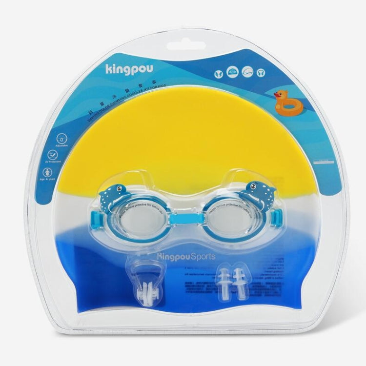 KingpouSports K9002 5 in 1 Children Anti-fog Diving Swimming Goggles + Swimming Cap + Nose Clip + Earplugs + Mirror Buckle Set