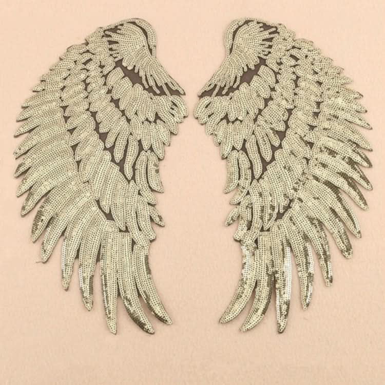 A Pair Sequin Feather Wing Shape Clothing Patch Sticker DIY Clothing Accessories-Reluova