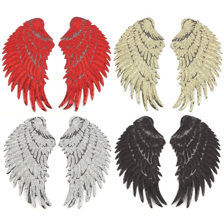 A Pair Sequin Feather Wing Shape Clothing Patch Sticker DIY Clothing Accessories-Reluova