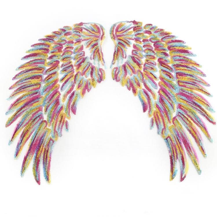 A Pair Sequin Feather Wing Shape Clothing Patch Sticker DIY Clothing Accessories-Reluova