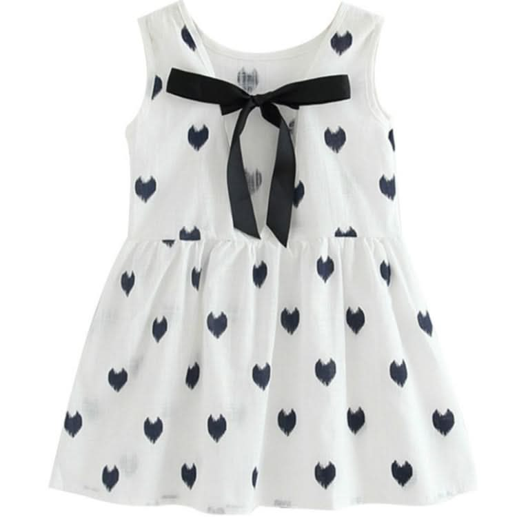 Girls Cotton Linen Love-heart Pattern Lace-up Dress Reluova