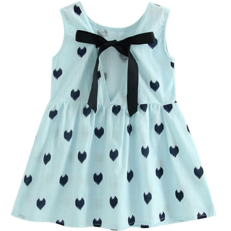 Girls Cotton Linen Love-heart Pattern Lace-up Dress Reluova