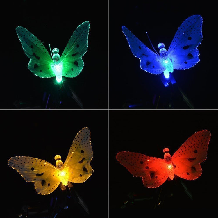 Solar Powered Butterfly Fiber Optic Fairy String Waterproof Christmas Outdoor Garden Holiday Lights