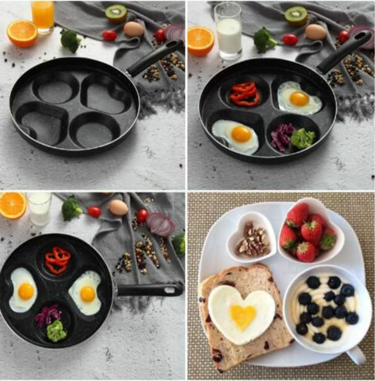 Multifunction Nonstick Frying Pan Aluminium Alloy 4 Units Cookware Fry Egg Pan Pancake Steak Pan for Gas Cooker Reluova