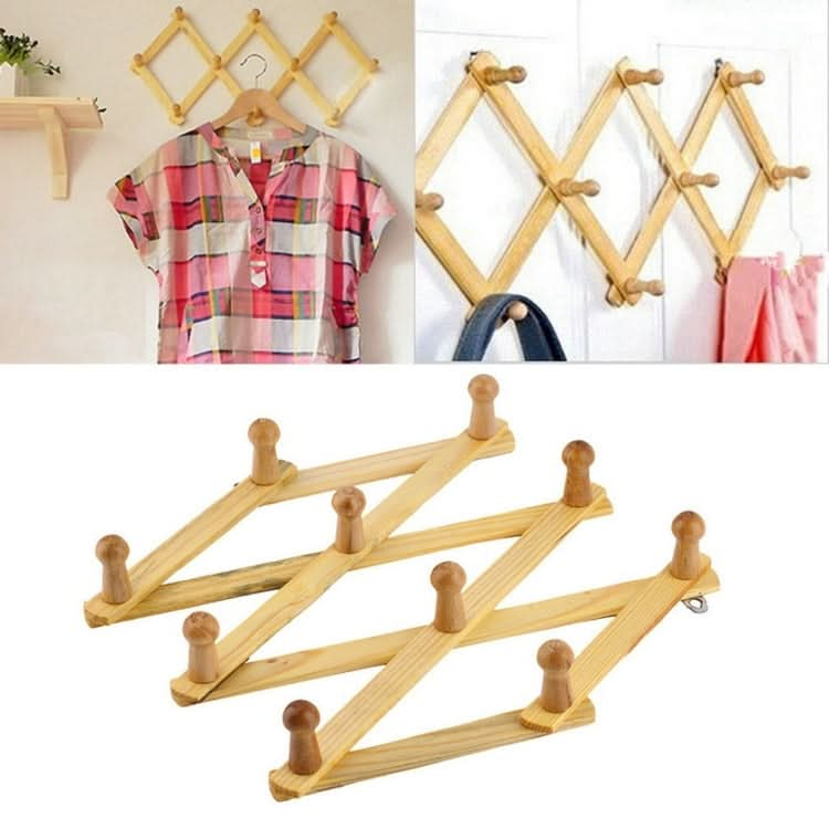 Solid Wooden Retractable Wall Hanging Folding Coat Rack Drying Rack Reluova