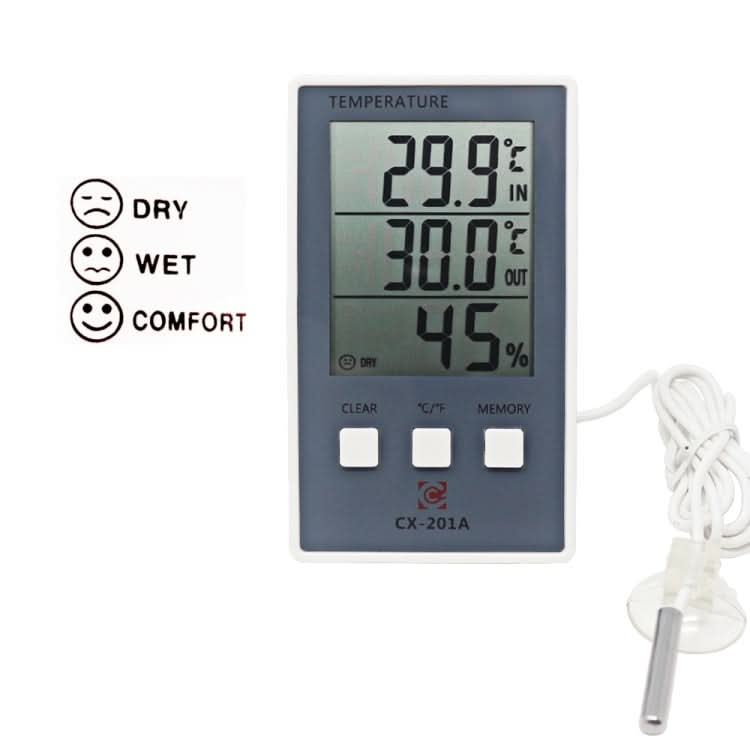 CX-201A LCD Digital Weather Station Thermometer Hygrometer Indoor  Outdoor Temperature Humidity Meter with Temperature Sensor Reluova