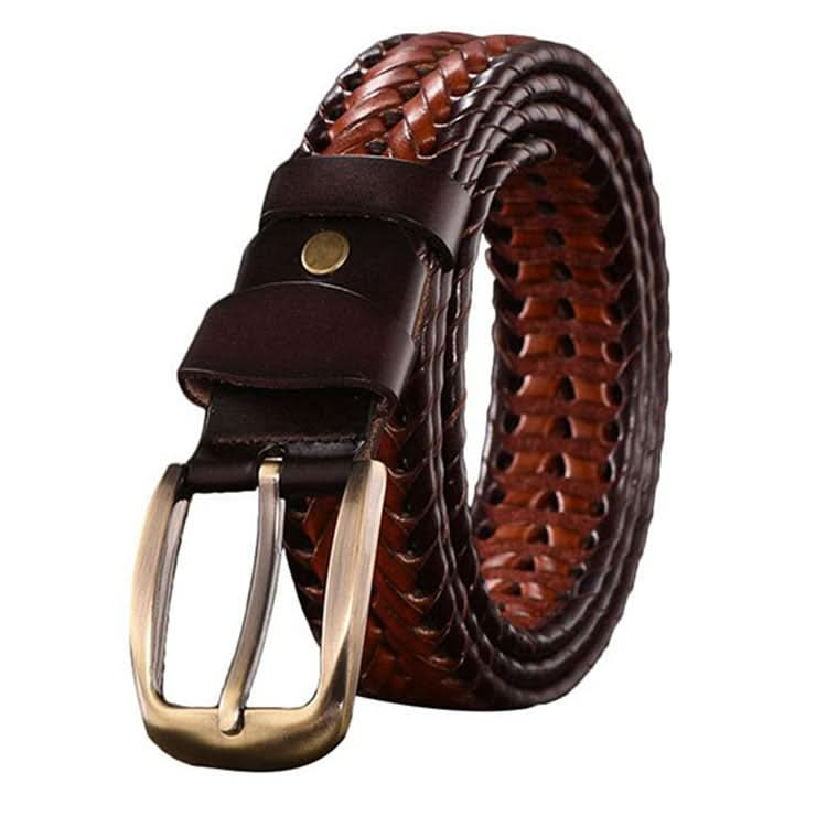 Wide Edition Hand Woven Lacquered Genuine Leather Waistband for Men Reluova