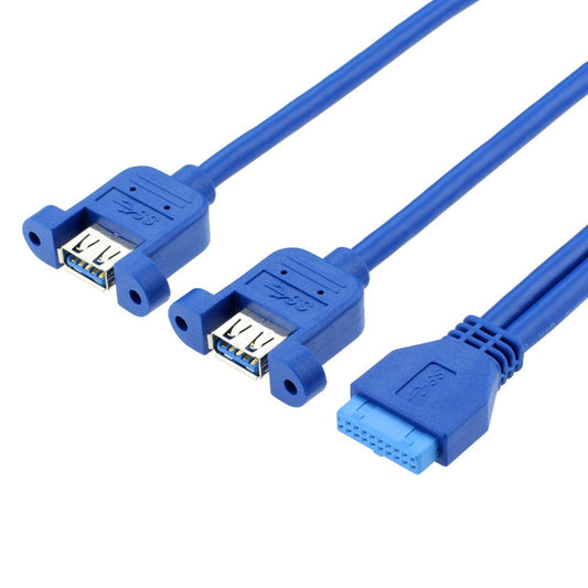 50CM USB3.0 Data Cable Motherboard 20p To Dual Usb3.0 Baffle Line With Ear My Store