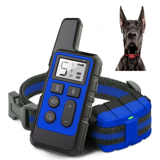 500m Dog Training Bark Stopper Remote Control Electric Shock Waterproof Electronic Collar(Blue)-Reluova