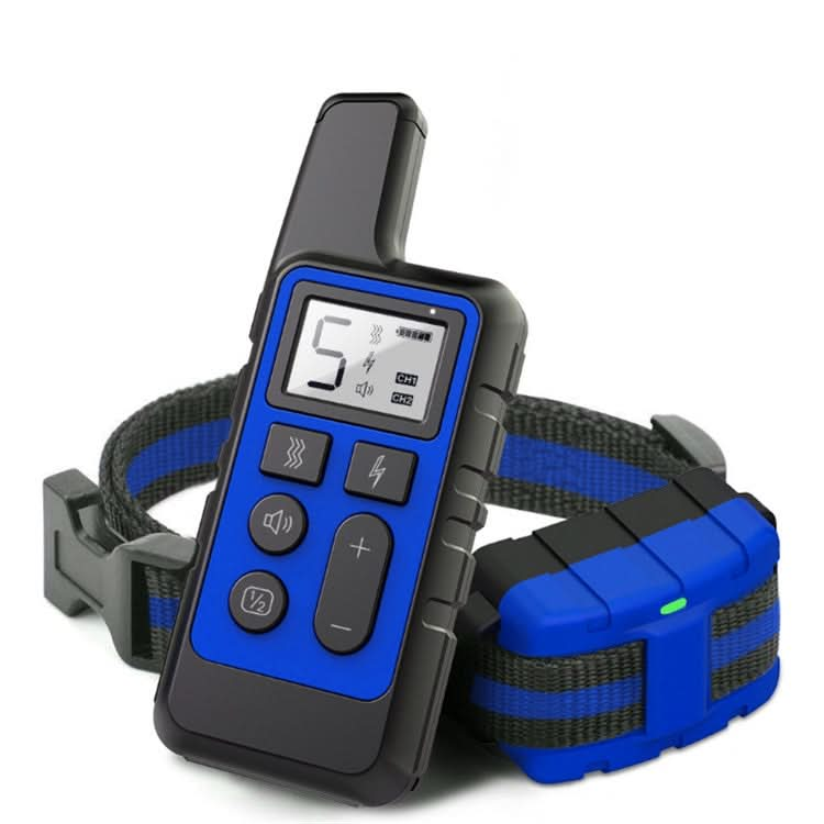 500m Dog Training Bark Stopper Remote Control Electric Shock Waterproof Electronic Collar(Blue)-Reluova