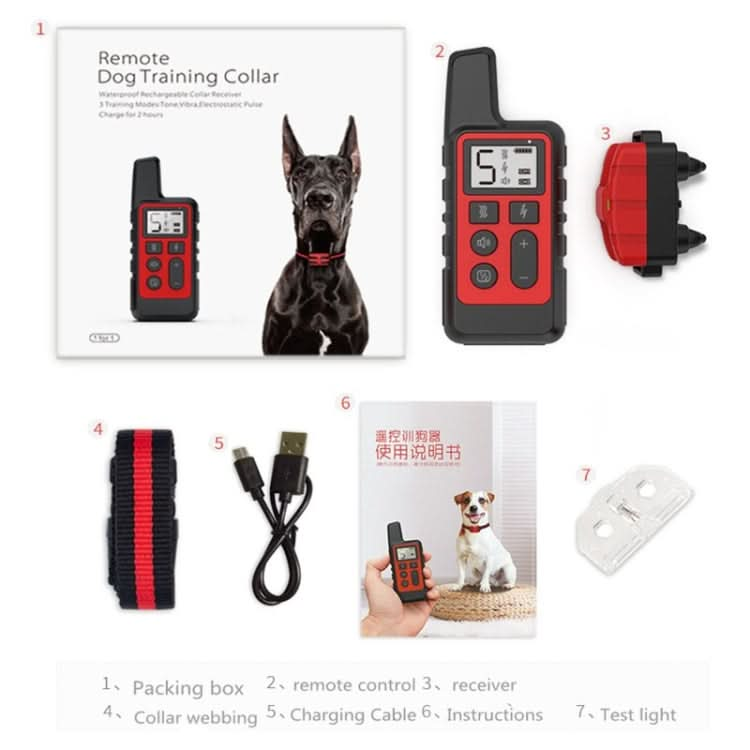 500m Dog Training Bark Stopper Remote Control Electric Shock Waterproof Electronic Collar(Black)-Reluova