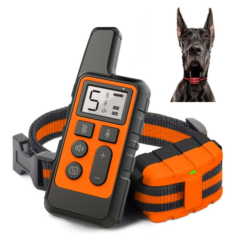 500m Dog Training Bark Stopper Remote Control Electric Shock Waterproof Electronic Collar(Orange)-Reluova