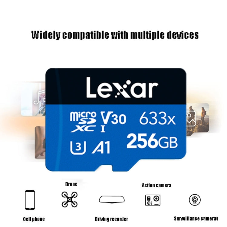 Lexar 633x 256GB High-speed Mobile Phone Camera Memory TF Card Switch Expansion Driving Recorder Dedicated Storage Flash Memory Card My Store