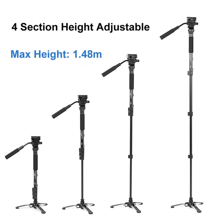 YUNTENG VCT-288RM SLR Camera Monopod Camera Support Foot Hydraulic Head Professional Photography Stand, Max Height: 1.48m