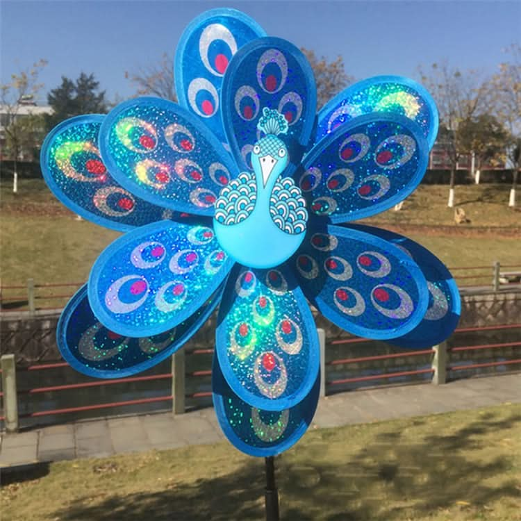 Outdoor Decoration Children Educational Toys Double Sequins Peacock Windmill, Random Color Delivery Reluova