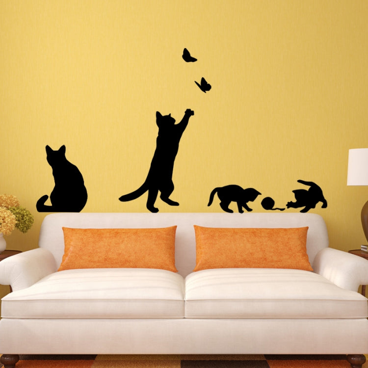 Cat Playing Butterfly Wall Sticker Detachable Decorative Applique Bedroom Kitchen Decoration My Store