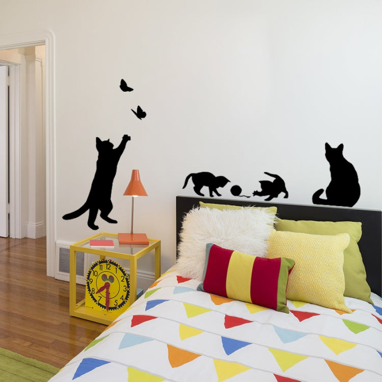 Cat Playing Butterfly Wall Sticker Detachable Decorative Applique Bedroom Kitchen Decoration My Store