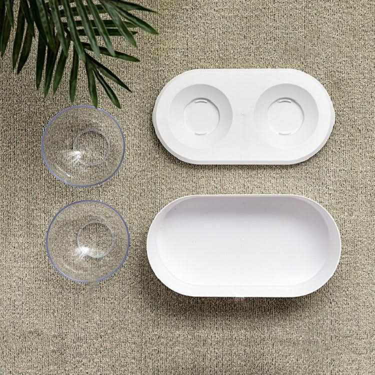 Transparent Pet Bowl Grain Storage Type Neck Protector Oblique Double Bowl - Reluova