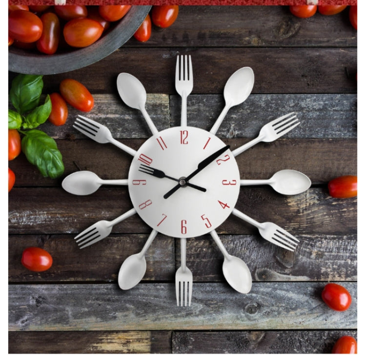 Cutlery Metal Kitchen Wall Clock Spoon Fork Creative Quartz Wall Mounted Clocks Modern Design Decorative Horloge