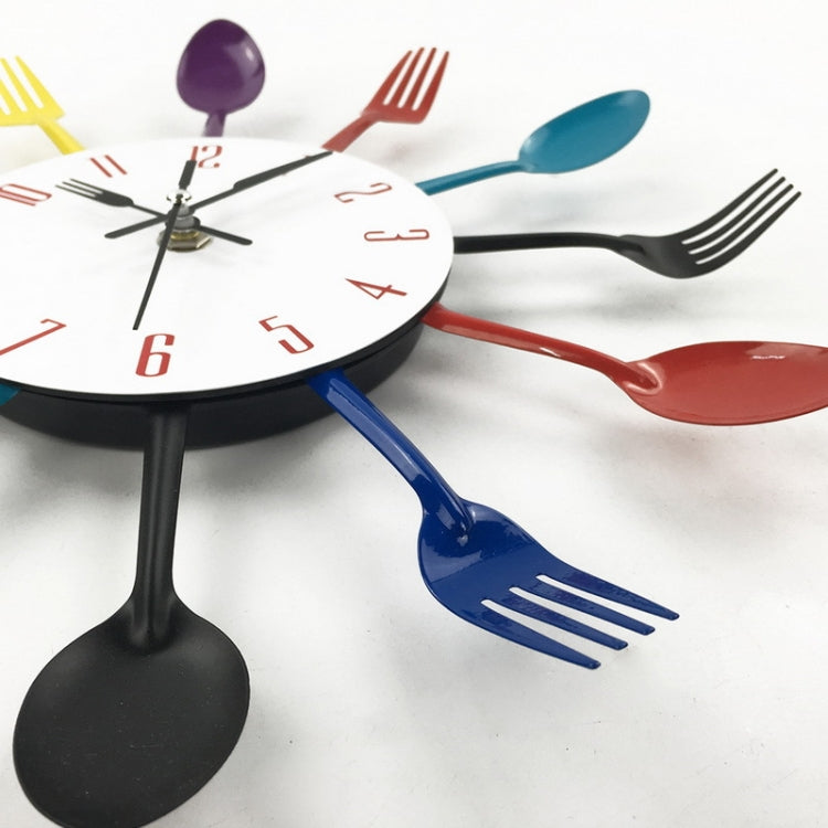 Cutlery Metal Kitchen Wall Clock Spoon Fork Creative Quartz Wall Mounted Clocks Modern Design Decorative Horloge