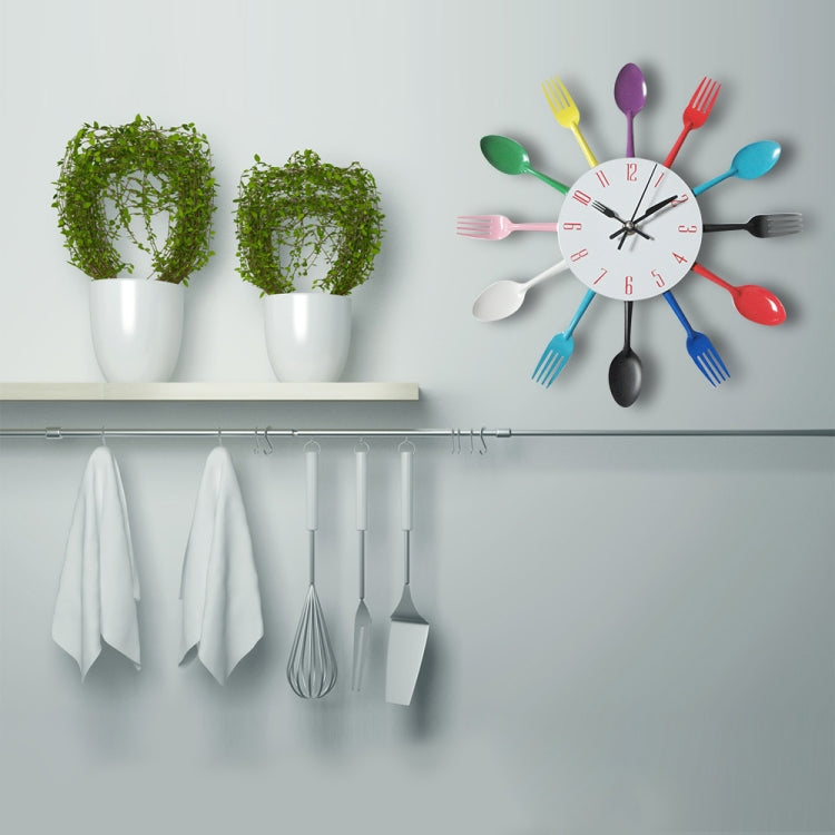 Cutlery Metal Kitchen Wall Clock Spoon Fork Creative Quartz Wall Mounted Clocks Modern Design Decorative Horloge