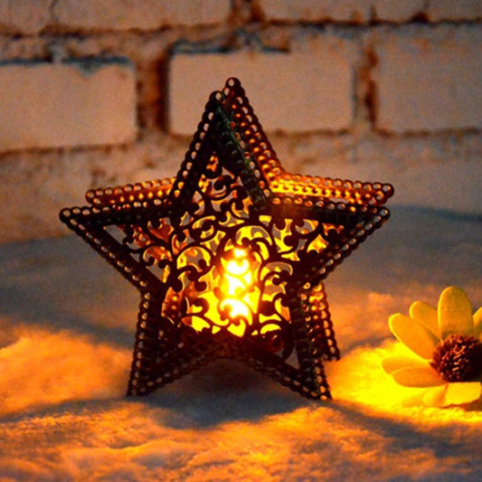 Christmas Decor Moroccan Candlestick Candles Five-pointed Star Colorful Candlestick My Store