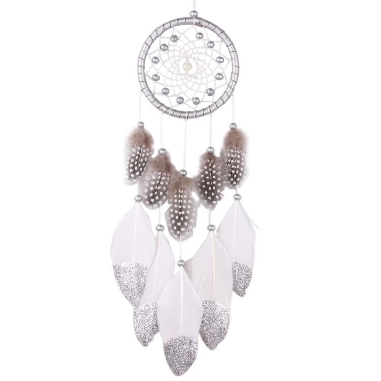 White Dream Catcher Wall Car Hanging Decoration Silver Feather Core Bead Handmade Dreamcatcher My Store