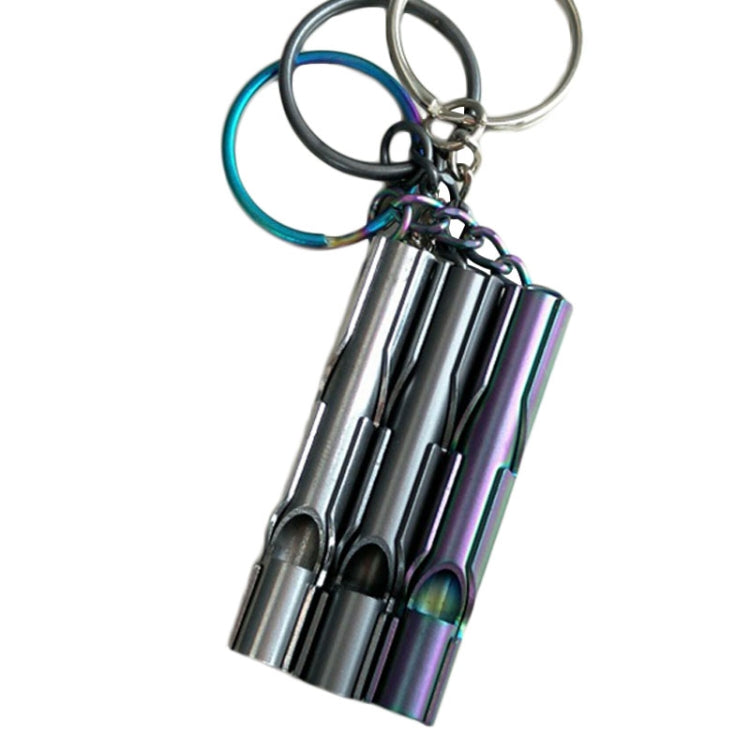 Outdoor High-decibel Stainless Steel Self-protection Double Tube Survival Whistle with Key Ring Reluova