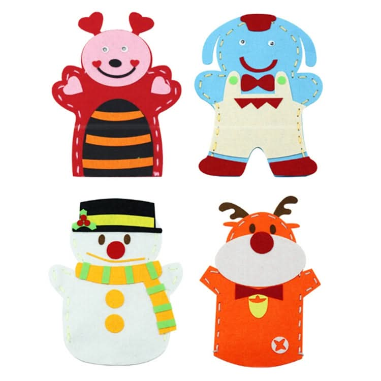 5 PCS DIY Handmade Cartoon Animals Nonwoven Fabric Glove Kids Education Learning Craft Toys, Random Style and Color Delivery Reluova