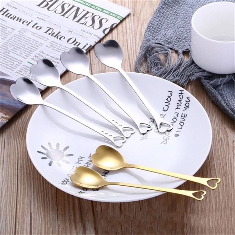 2 PCS Stainless Steel Spoon Portable Metal Coffee Teaspoon Creative Love Heart Shaped Wedding Party Gift Dinnerware-Reluova