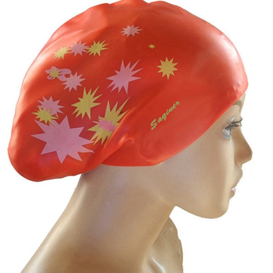 Printed Silicone Swimming Cap Waterproof Swimming Cap for Long Hair Reluova