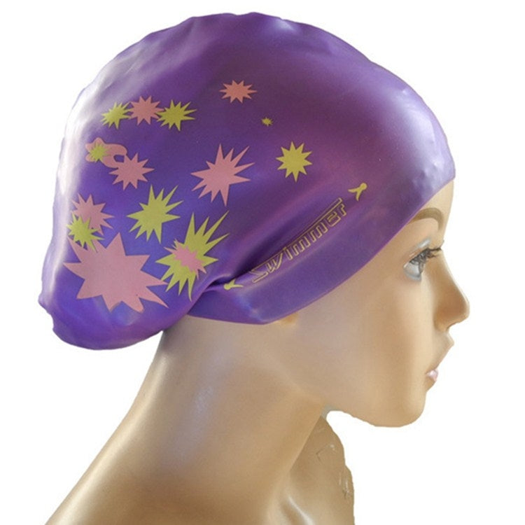 Printed Silicone Swimming Cap Waterproof Swimming Cap for Long Hair Reluova