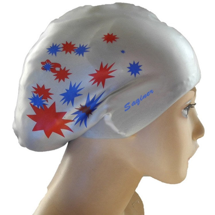 Printed Silicone Swimming Cap Waterproof Swimming Cap for Long Hair