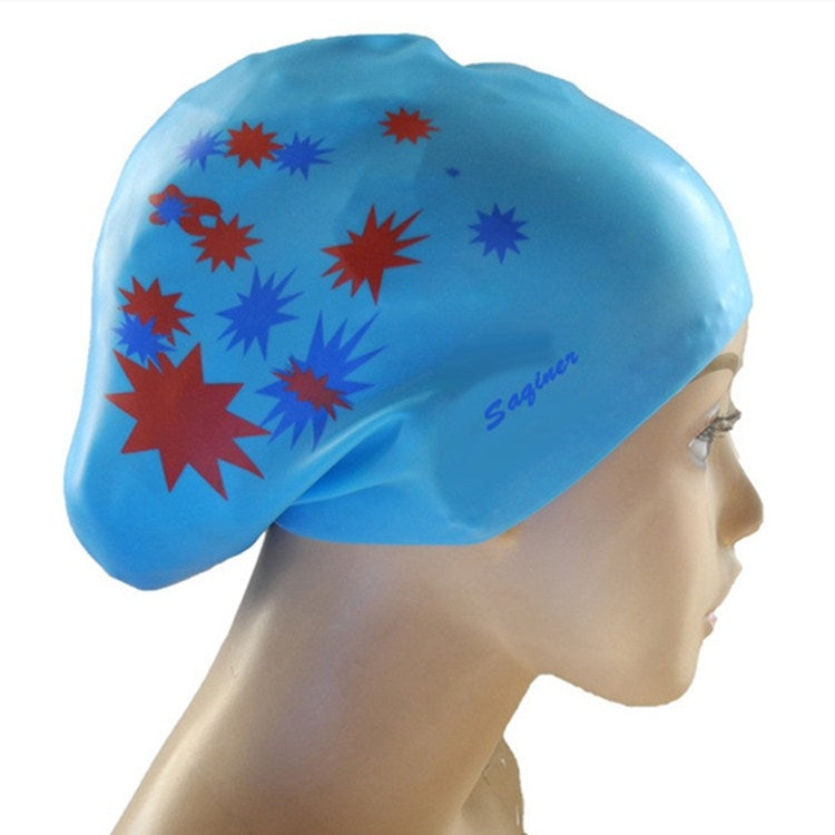 Printed Silicone Swimming Cap Waterproof Swimming Cap for Long Hair