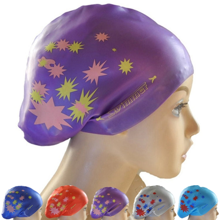 Printed Silicone Swimming Cap Waterproof Swimming Cap for Long Hair Reluova