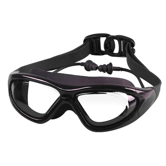 J8150 Eye Protection Flat Light Adult waterproof Anti-fog Big Frame Swimming Goggles with Earplugs Reluova