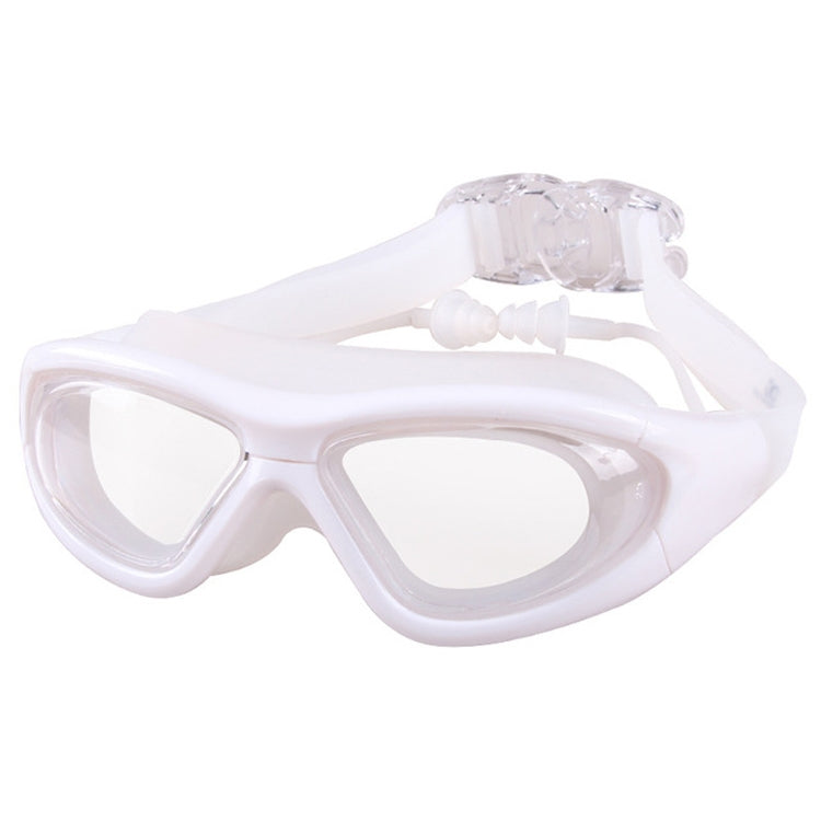 J8150 Eye Protection Flat Light Adult waterproof Anti-fog Big Frame Swimming Goggles with Earplugs Reluova