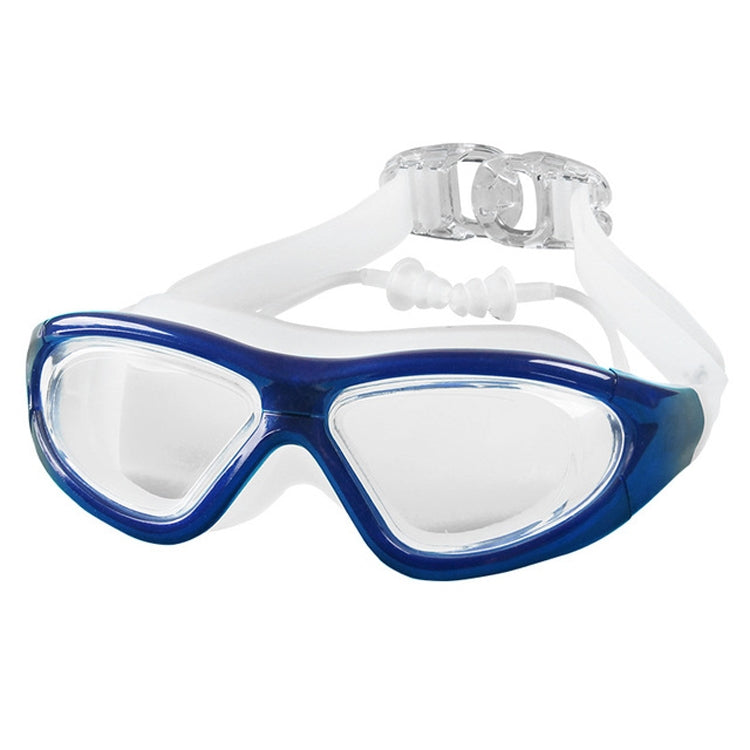 J8150 Eye Protection Flat Light Adult waterproof Anti-fog Big Frame Swimming Goggles with Earplugs Reluova